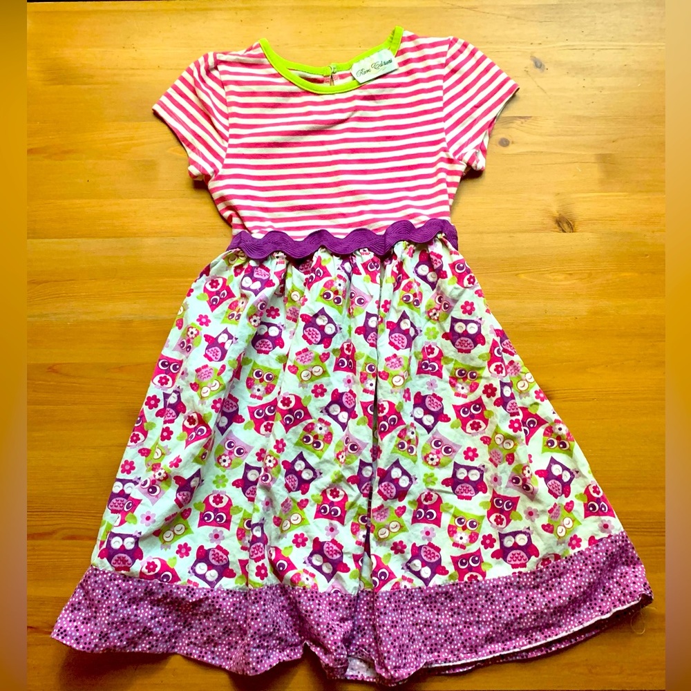 Girls Casual Owl Print Dress